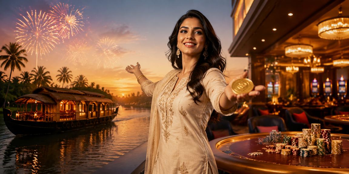 Kerala backwaters with lottery and traditional attire