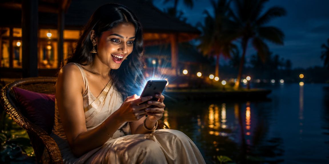 User enjoying cashback bonus on mobile app in Kerala
